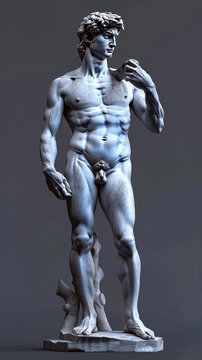 Explore the intricate details of a David sculpture through 3D modeling Futuristic