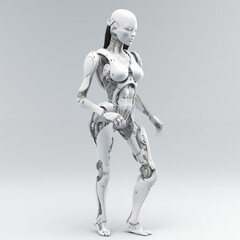 Fototapeta na wymiar robot body, hyper realistic, unreal engine. modeled after a woman body. white background high fashion. 