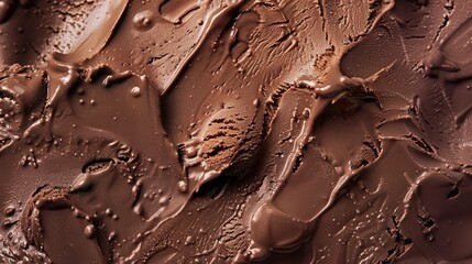 Chocolate ice cream background. Close-up texture of chocolate ice cream, creamy with cocoa. Summer food background
