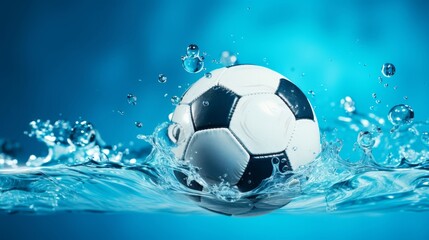 Naklejka premium a soccer ball in the water with bubbles