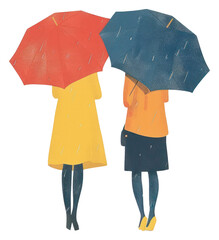 PNG Drawing two women umbrella togetherness friendship