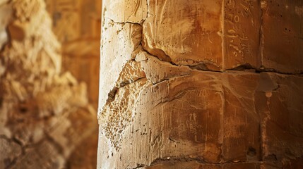 Close-up view of the texture of an Ancient Egyptian column