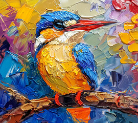 Oil Paint Cute Bird Tumbler Wrap Generated by AI