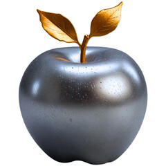 statue - silver apple statue isolated on transparent background