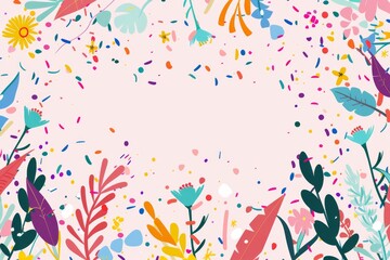 A colorful floral background with confetti.