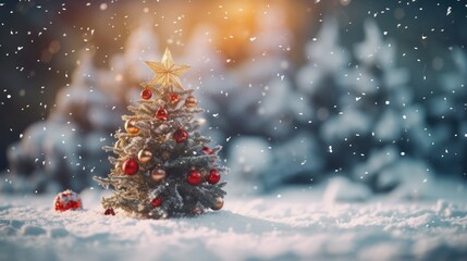 Fototapeta na wymiar christmas tree in snow