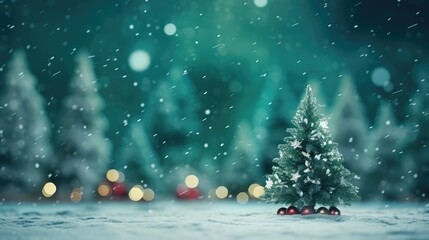 christmas tree in the snow - obrazy, fototapety, plakaty