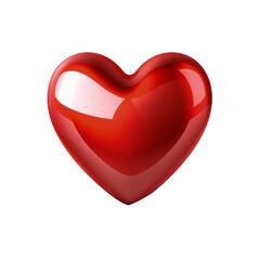 high glossy 3d red heart icon, transparent background, 3d illustration style ultra realistic heart, vibrant colors.