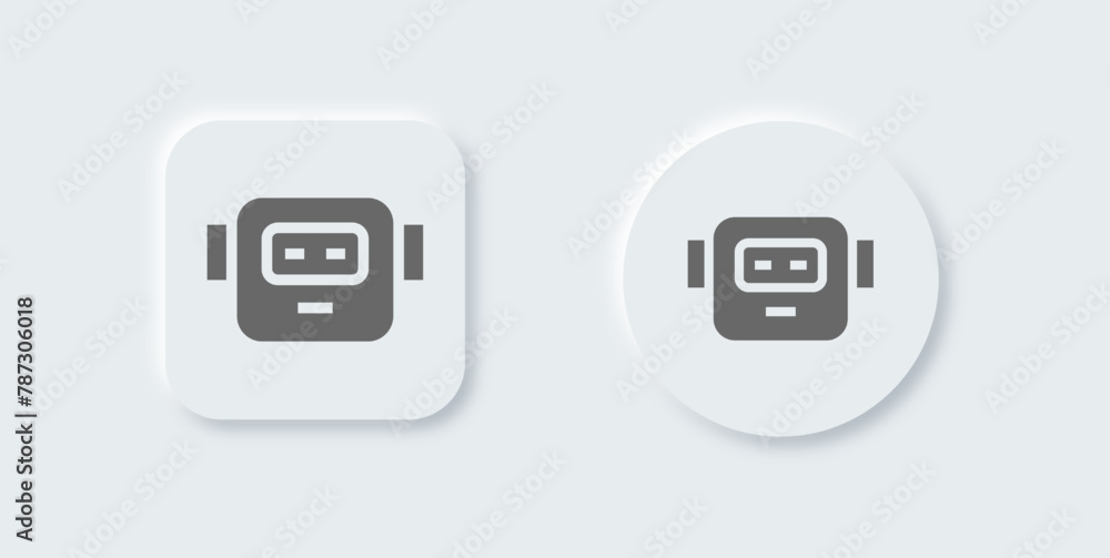 Poster robot solid icon in neomorphic design style. artificial intelligence signs vector illustration.