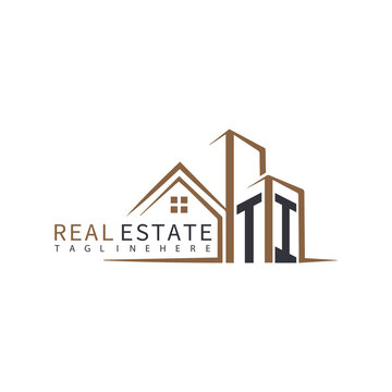TI initial monogram logo for real estate with home shape creative design.
