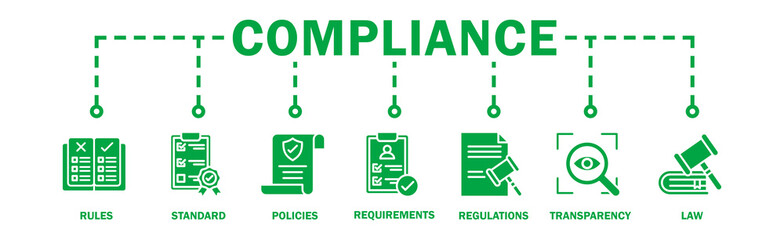 Compliance banner web icon vector illustration concept with icon of rules, standards, policies,...