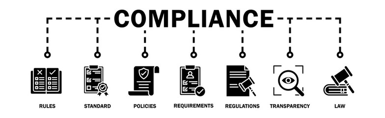 Compliance banner web icon vector illustration concept with icon of rules, standards, policies,...