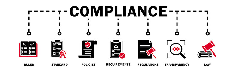 Compliance banner web icon vector illustration concept with icon of rules, standards, policies, requirements, regulations, transparency, and law