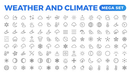 Weather icons. forecast icon set. Clouds logo. , clouds, sunny day, moon. Vector illustration. Weather icons for the web. Forecast weather flat symbols. Pictogram vector set.