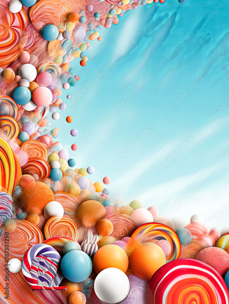 Poster a colorful image of many different colored balls, including some that are red