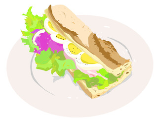 玉子と野菜のバケットサンド