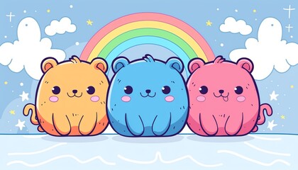 cartoon, kawaii, flat design