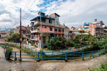 street. view of kathmandu old town, nepal - 787309048