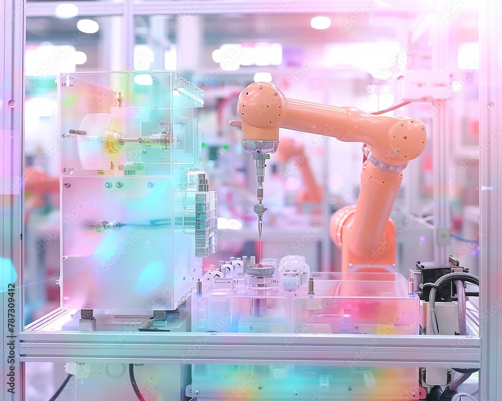 Poster industrial automation driven by cuttingedge electrical tech, robots and ai systems streamline produc