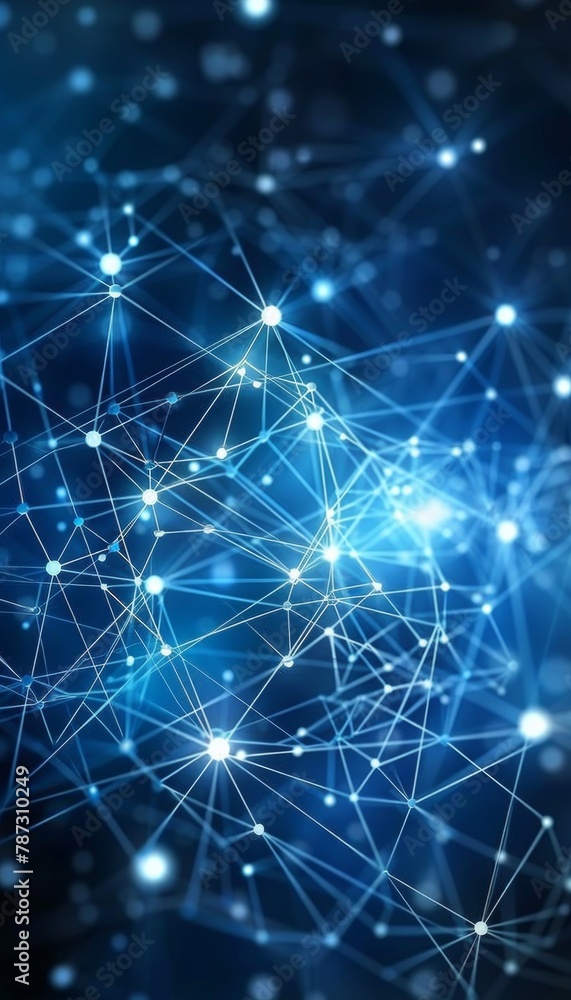 Poster digital network linking streams of data with particle waves in information technology