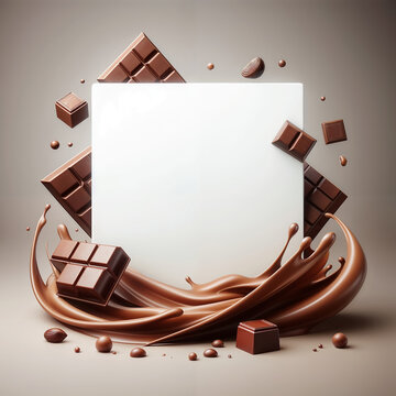Illustration of a frame with chocolate . AI