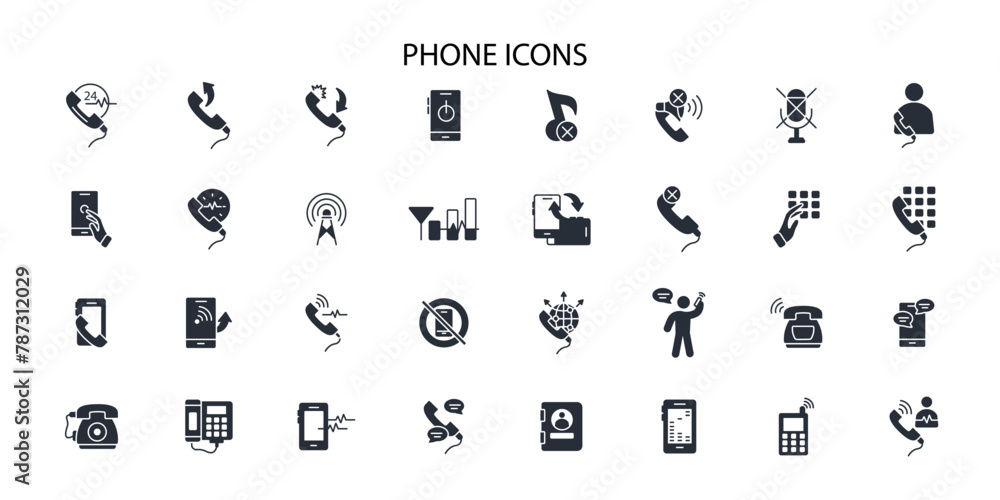 Poster phone icon set.vector.editable stroke.linear style sign for use web design,logo.symbol illustration.