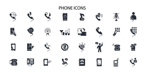 Phone icon set.vector.Editable stroke.linear style sign for use web design,logo.Symbol illustration.