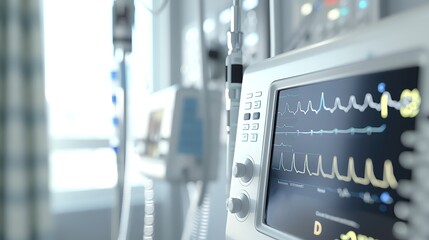 Remote healthcare devices, clinical efficiency vibe, closeup on monitoring equipment