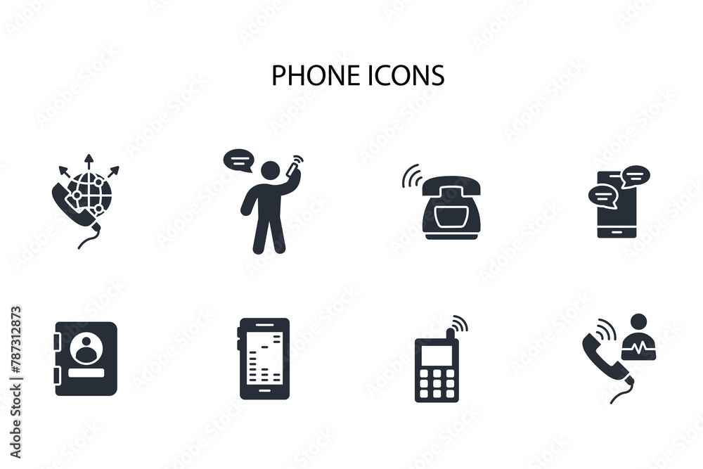Poster phone icon set.vector.editable stroke.linear style sign for use web design,logo.symbol illustration.