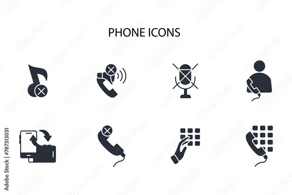 Poster phone icon set.vector.editable stroke.linear style sign for use web design,logo.symbol illustration.