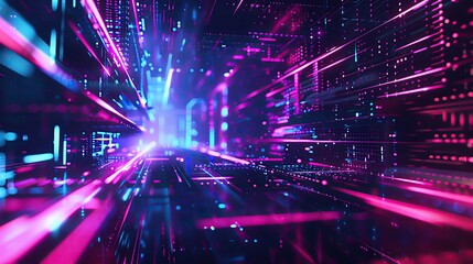 Fototapeta premium Retro Cyberpunk highlighted with neon abstract strokes