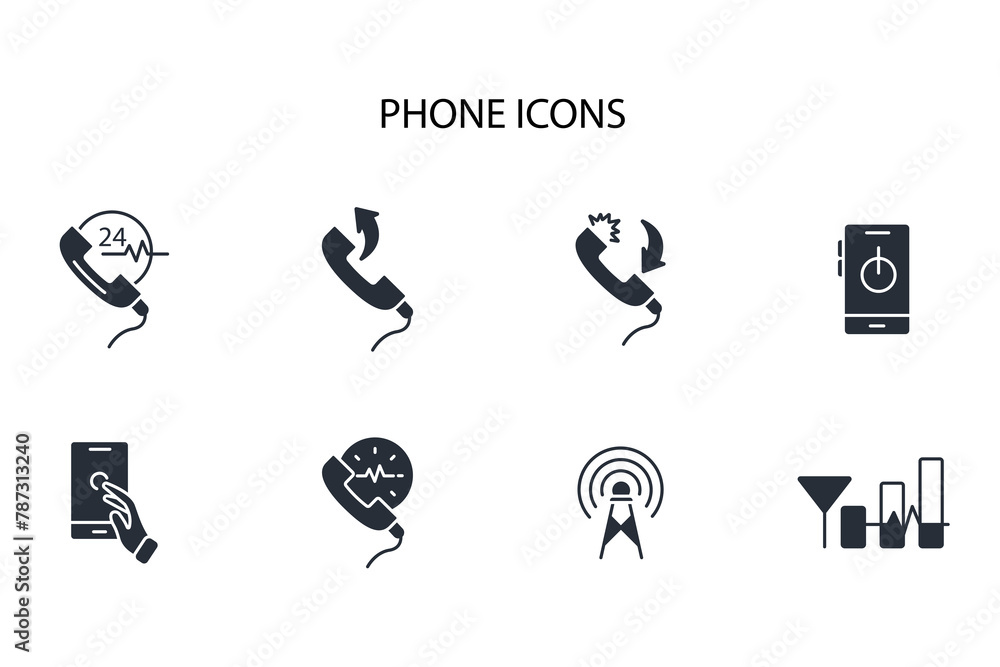 Poster phone icon set.vector.editable stroke.linear style sign for use web design,logo.symbol illustration.