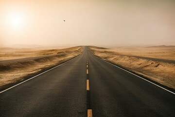 Fototapeta premium asphalt road stretching into the horizon