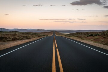 Fototapeta premium asphalt road stretching into the horizon