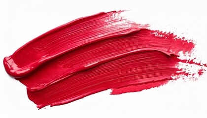 Vivid red paint stroke on white background