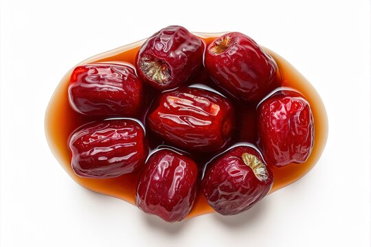 Chinese date or Jujube or monkey apple in syrup isolated on white background