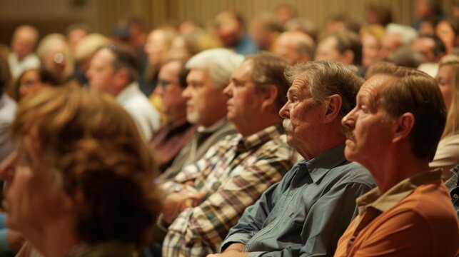 A crowded town meeting where community members passionately debate the pros and cons of using biofuels in the midst of a drought with concerns about potential environmental impacts .