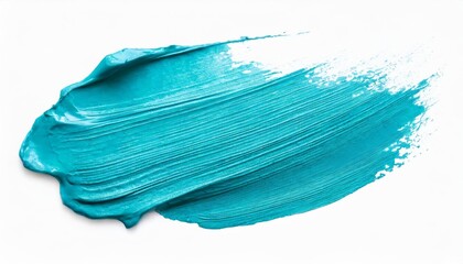 Vibrant blue paint stroke on white background