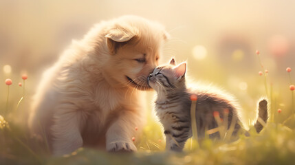 cute puppy and kitten