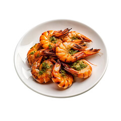 Delicate seafood or vegetables enveloped in a light broth on transparent background