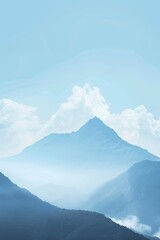 Blue Sky and White Clouds Over the Mountains Background. Beautiful Landscape Wallpaper with Soft Focus and Mountain Peak, Copy Space