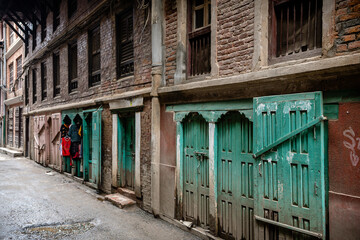 street. view of kathmandu old town, nepal - 787315272