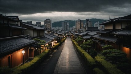 Fototapeta premium Evening light, ancient Chinese city scenery, worth visiting in winter