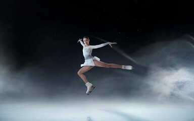 Fototapeta na wymiar Figure Skating Girl Ice Arena