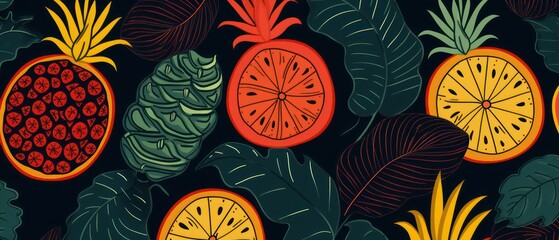 background with fruits of various colors