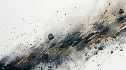 A dynamic depiction of an asteroid shattering into fragments in space. - obrazy, fototapety, plakaty