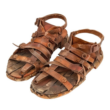 Roman Sandals (Caligae) of Roman Art isolated on transparent png.