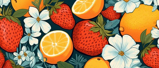 wallpapers with strawberries - obrazy, fototapety, plakaty