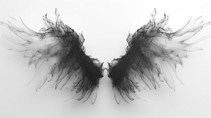 Illustration of sinister wings on white, perfect for spooky Halloween. 
