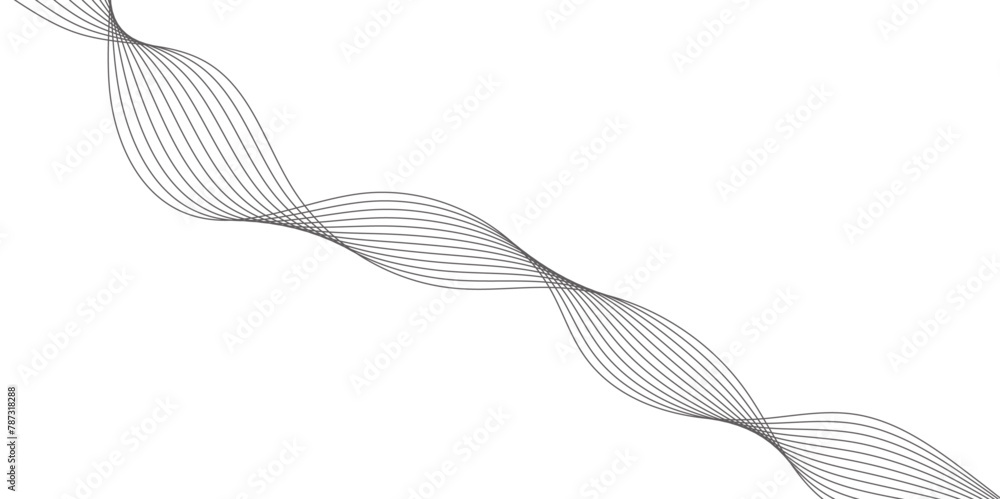 Fototapete abstract wavy grey smooth stream element for design on transparent background isolated. curved wavy 
